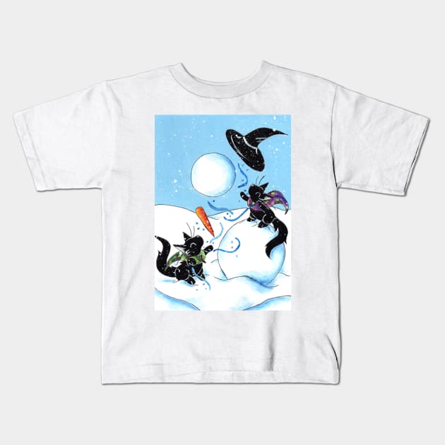 Snow in Salem Kids T-Shirt by KristenOKeefeArt